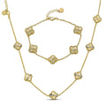 Cleef Clover Link Chain Necklace Or Bracelet Diamond Cut Motifs | 14k Gold Vermeil 925 Sterling Silver