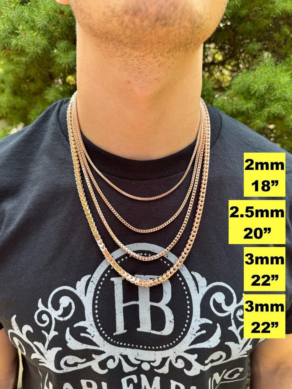 Franco Link Chain Necklace | Rose Gold Vermeil 925 Silver