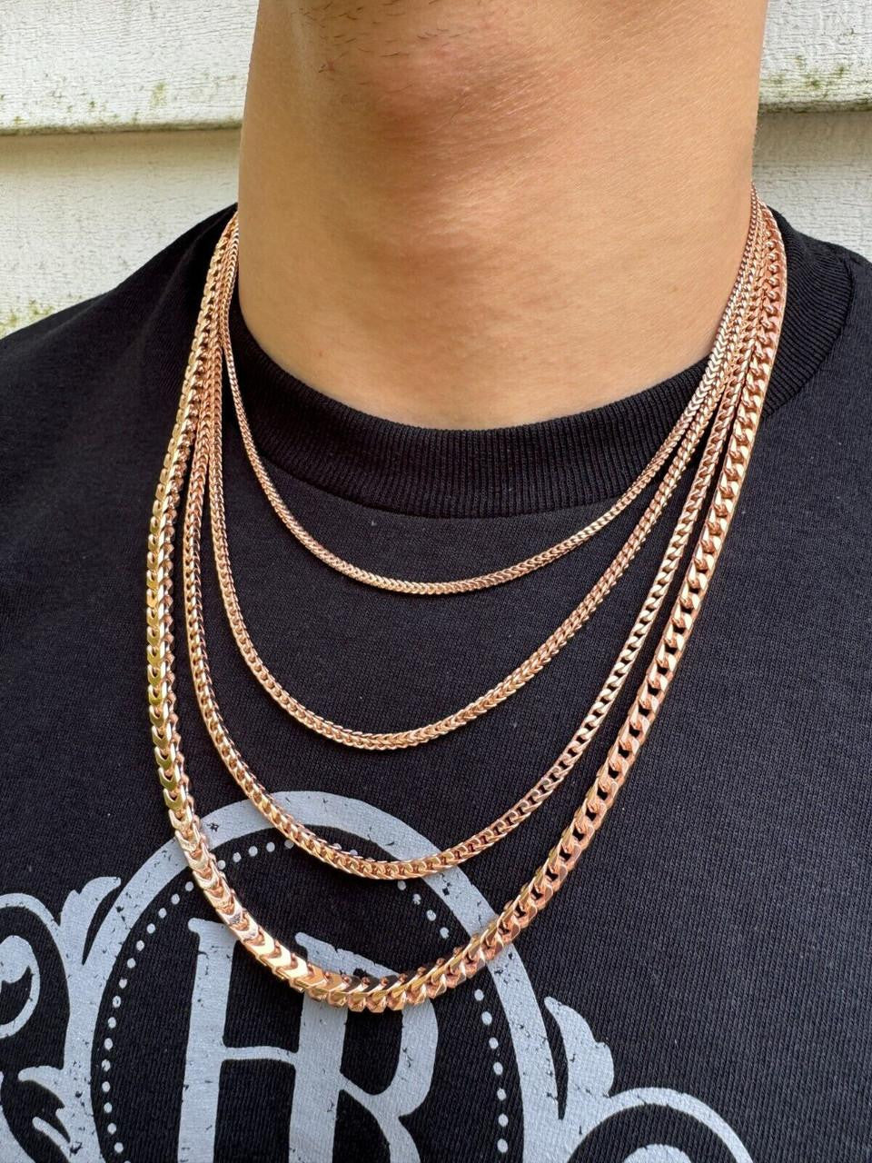 Franco Link Chain Necklace | Rose Gold Vermeil 925 Silver