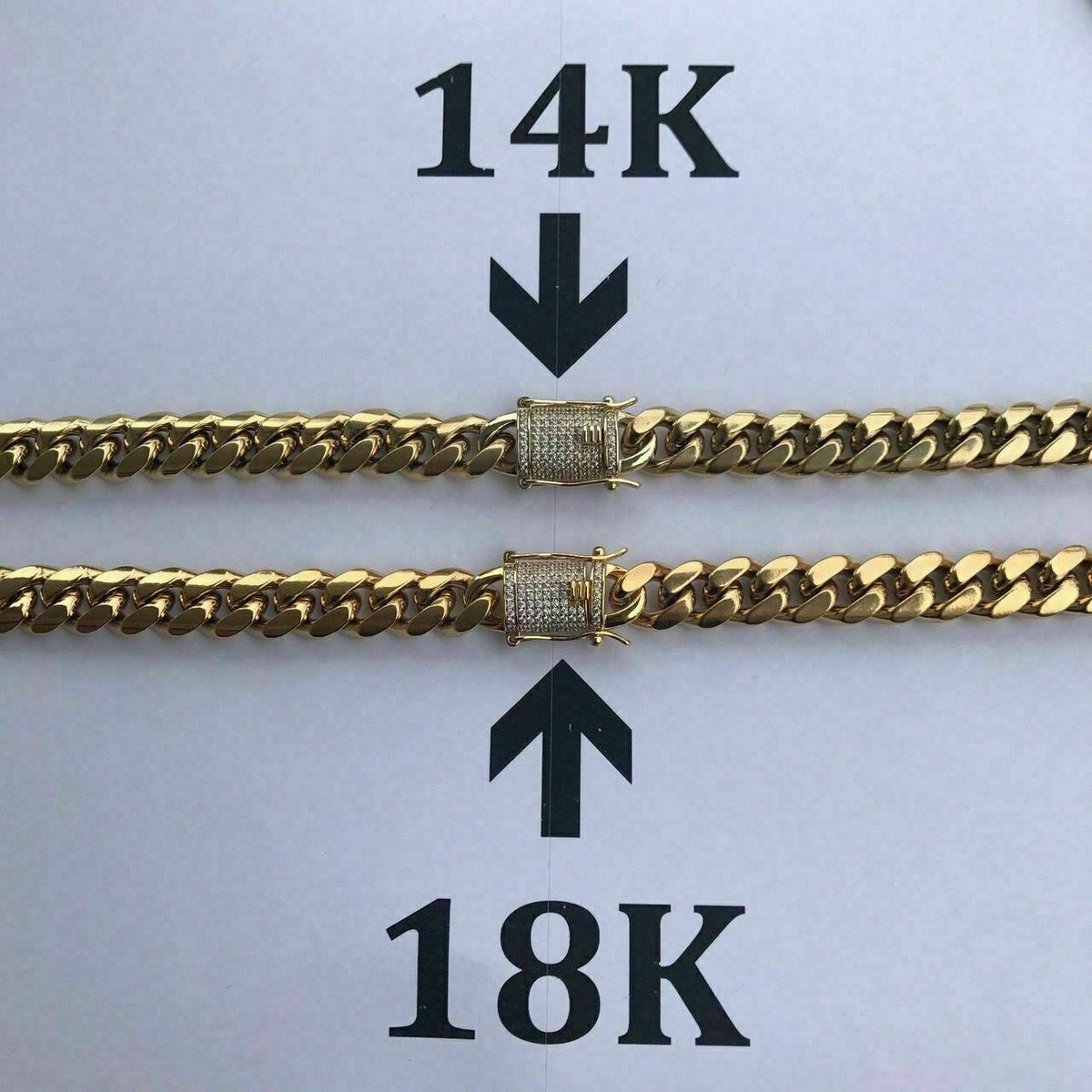 14K-18K Gold Plated Stainless Steel Cuban Link Chain W. 1ct Diamond Clasp