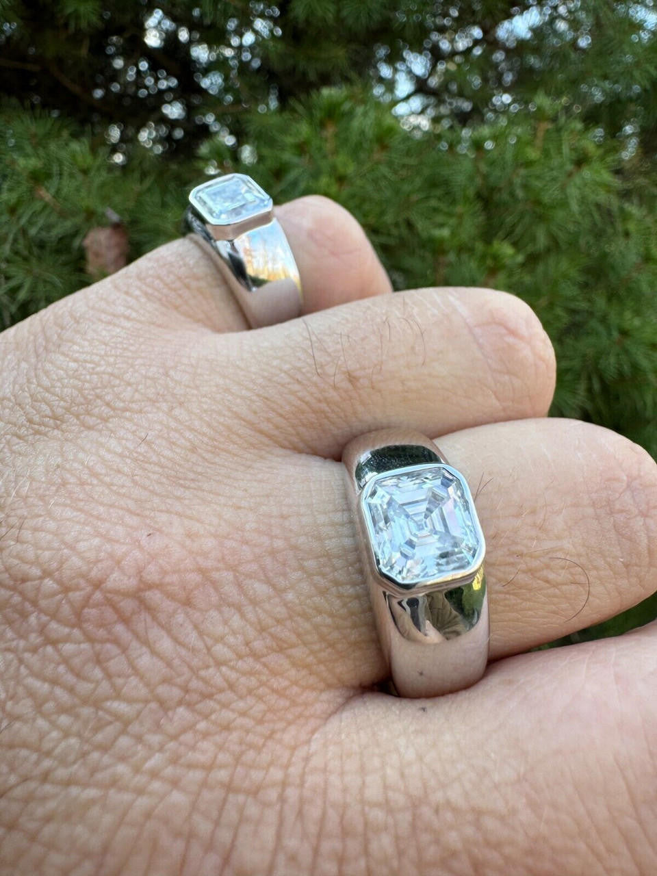 Moissanite Classic Big Rock Asscher Cut Ring | 925 Silver