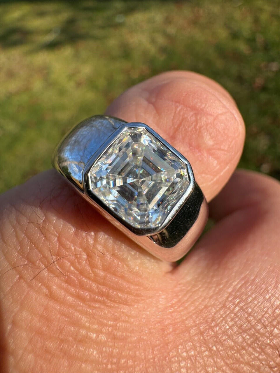 Moissanite Classic Big Rock Asscher Cut Ring | 925 Silver