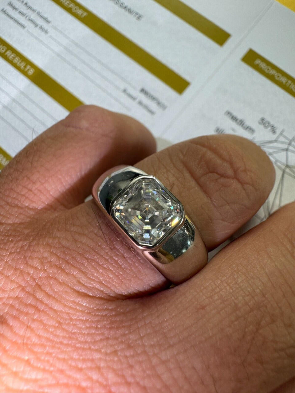 Moissanite Classic Big Rock Asscher Cut Ring | 925 Silver
