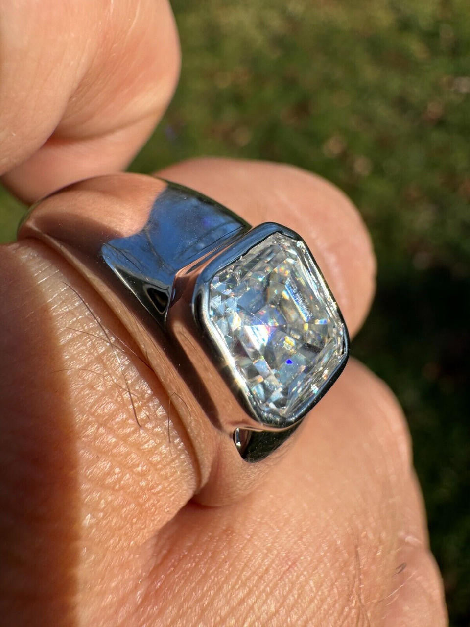 Moissanite Classic Big Rock Asscher Cut Ring | 925 Silver