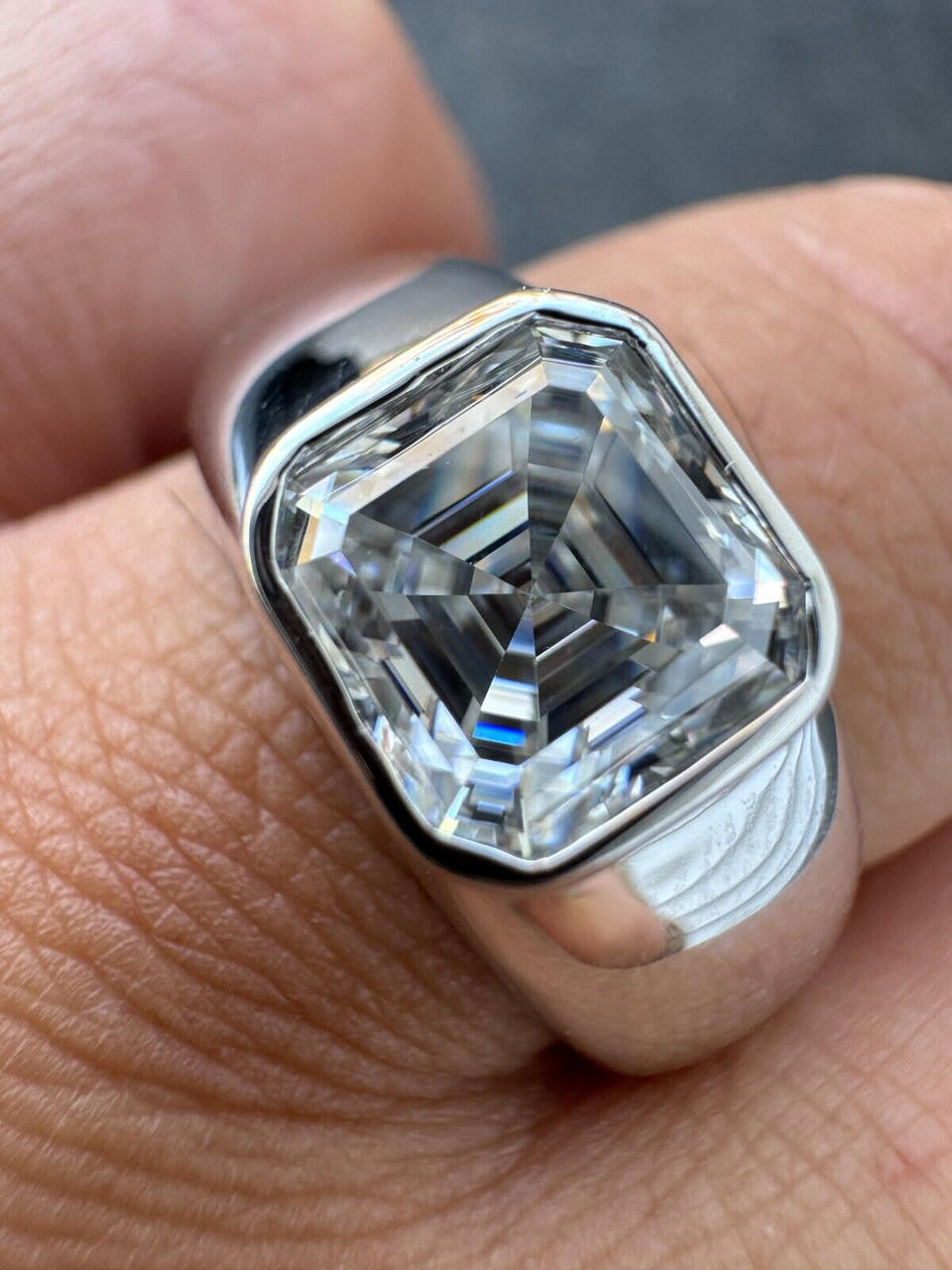 Moissanite Classic Big Rock Asscher Cut Ring | 925 Silver