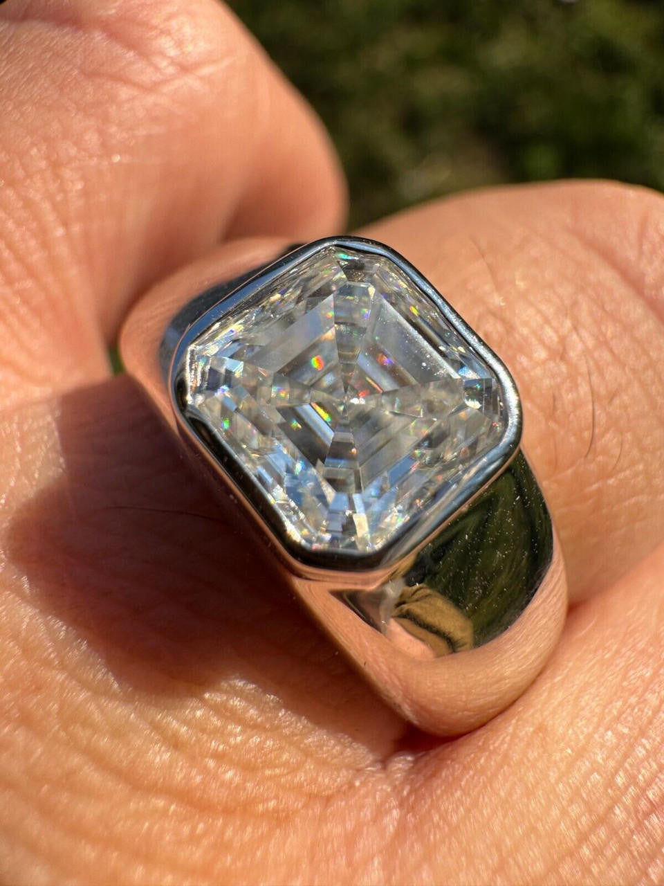 Moissanite Classic Big Rock Asscher Cut Ring | 925 Silver