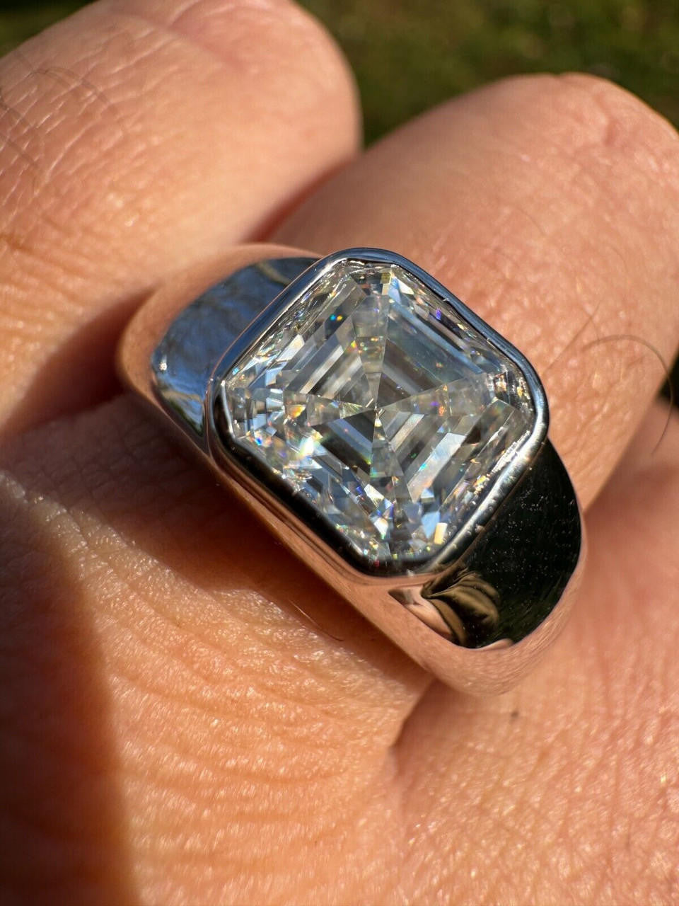 Moissanite Classic Big Rock Asscher Cut Ring | 925 Silver