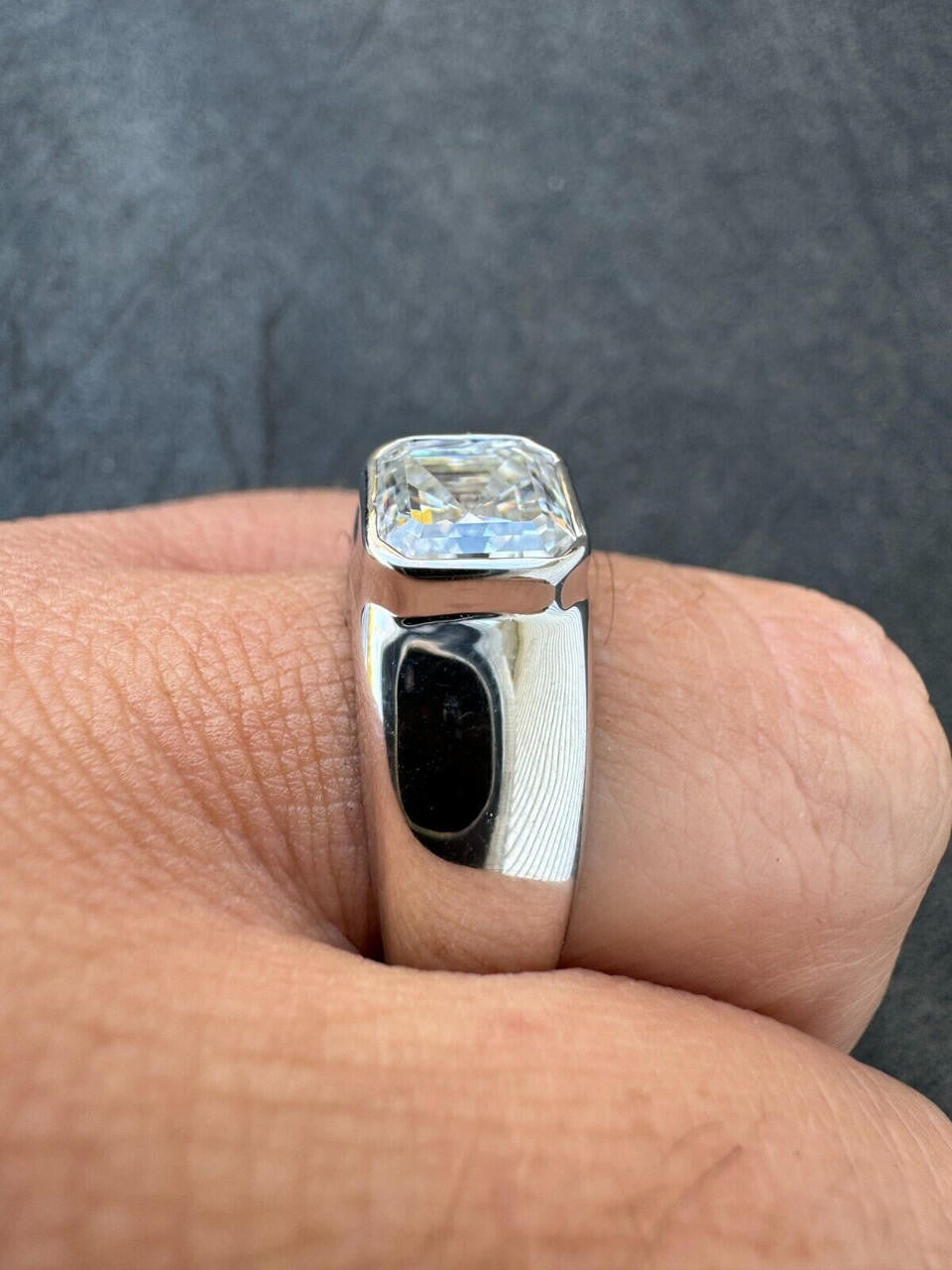 Moissanite Classic Big Rock Asscher Cut Ring | 925 Silver