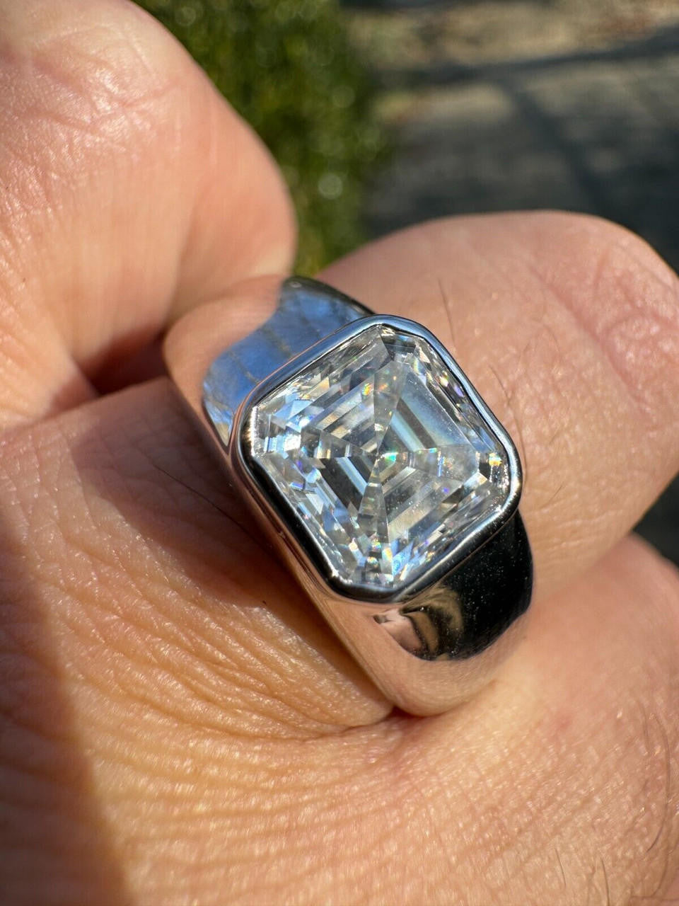 Moissanite Classic Big Rock Asscher Cut Ring | 925 Silver