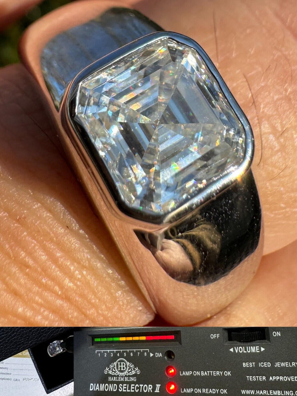 Moissanite Classic Big Rock Asscher Cut Ring | 925 Silver
