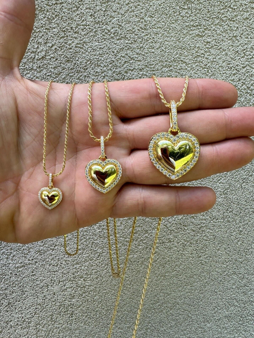 Moissanite 3D Puffed Heart Shaped Pendant | 14k Gold Vermeil 925 Silver