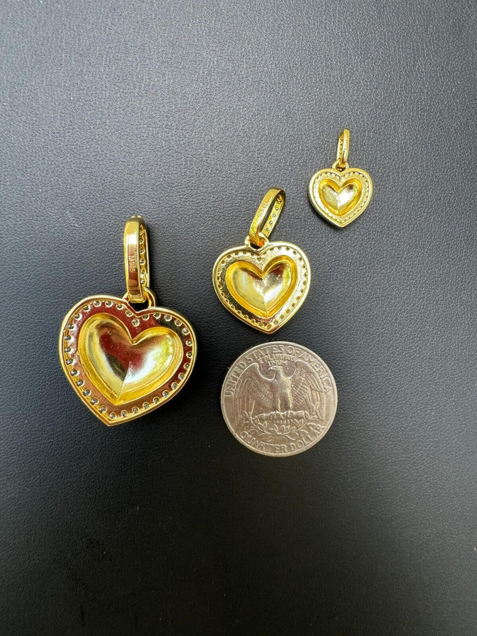 Moissanite 3D Puffed Heart Shaped Pendant | 14k Gold Vermeil 925 Silver