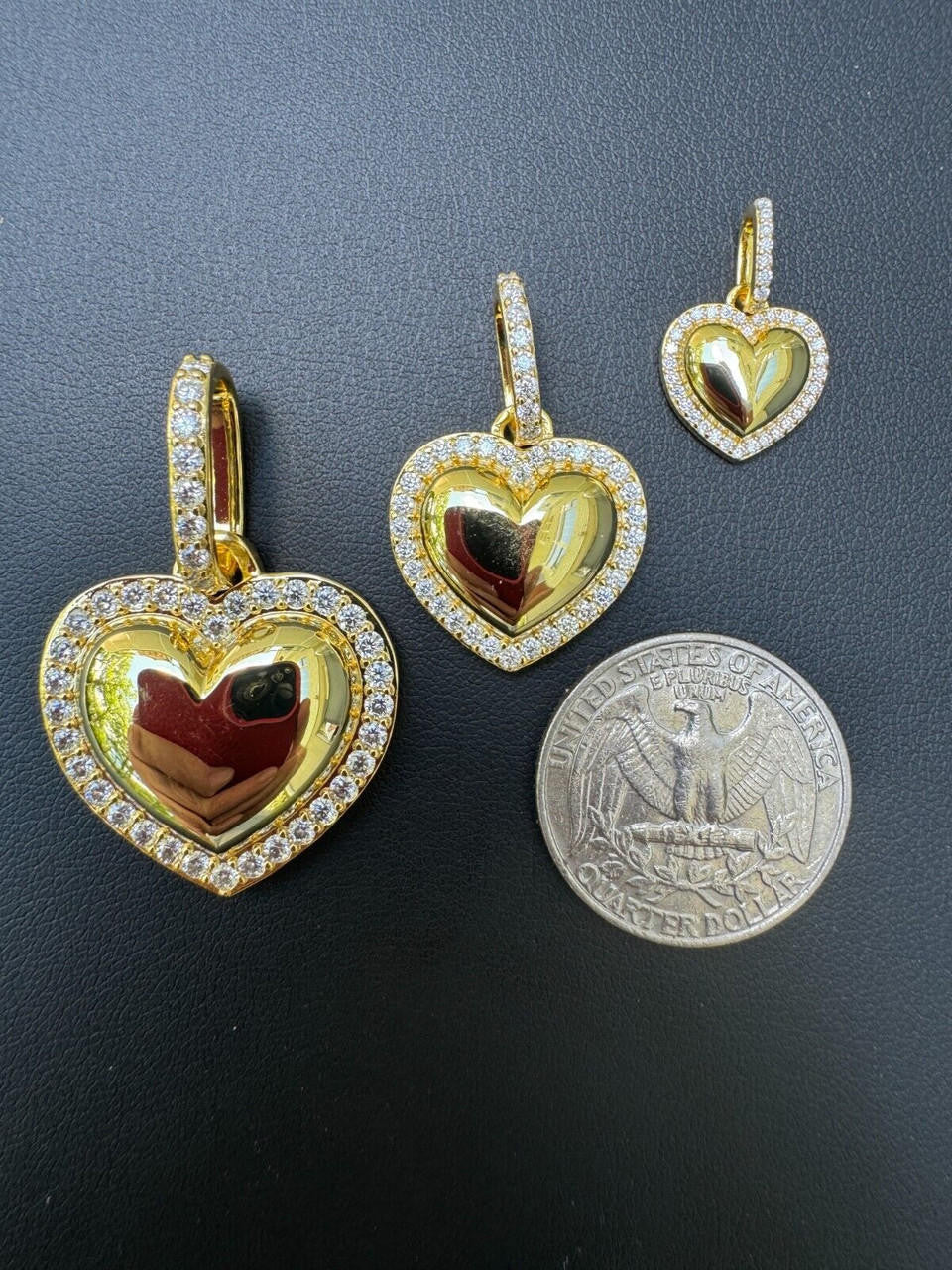 Moissanite 3D Puffed Heart Shaped Pendant | 14k Gold Vermeil 925 Silver