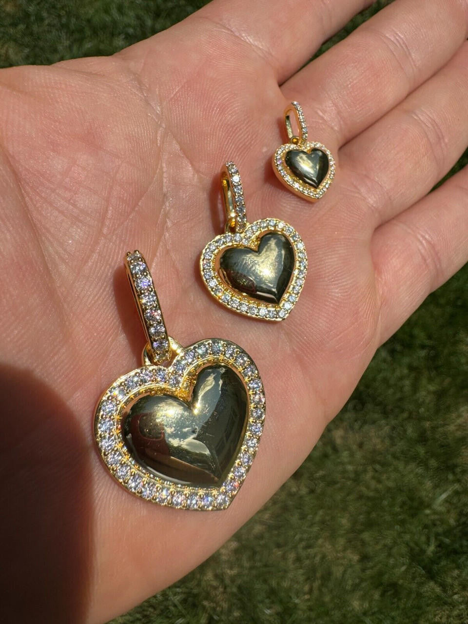 Moissanite 3D Puffed Heart Shaped Pendant | 14k Gold Vermeil 925 Silver