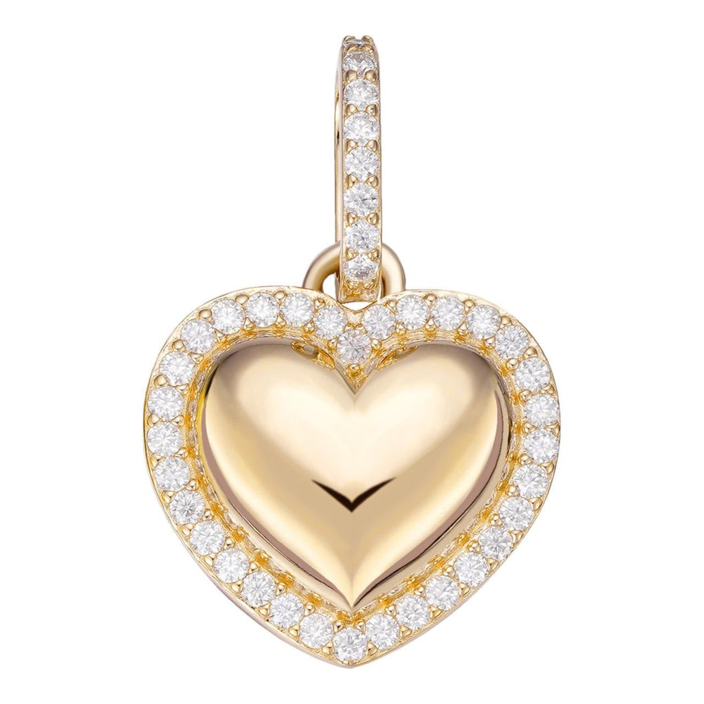 Moissanite 3D Puffed Heart Shaped Pendant | 14k Gold Vermeil 925 Silver