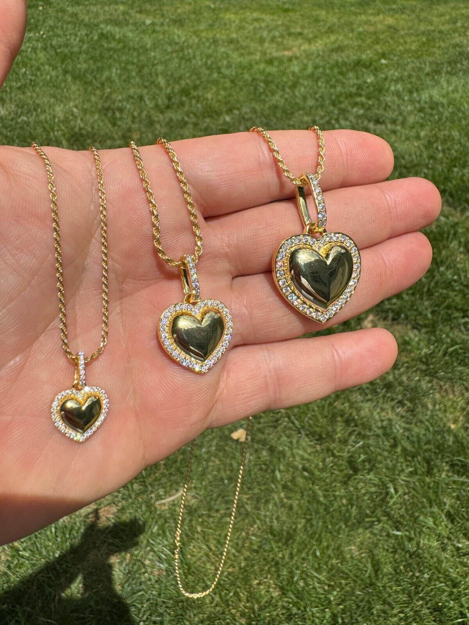 Moissanite 3D Puffed Heart Shaped Pendant | 14k Gold Vermeil 925 Silver