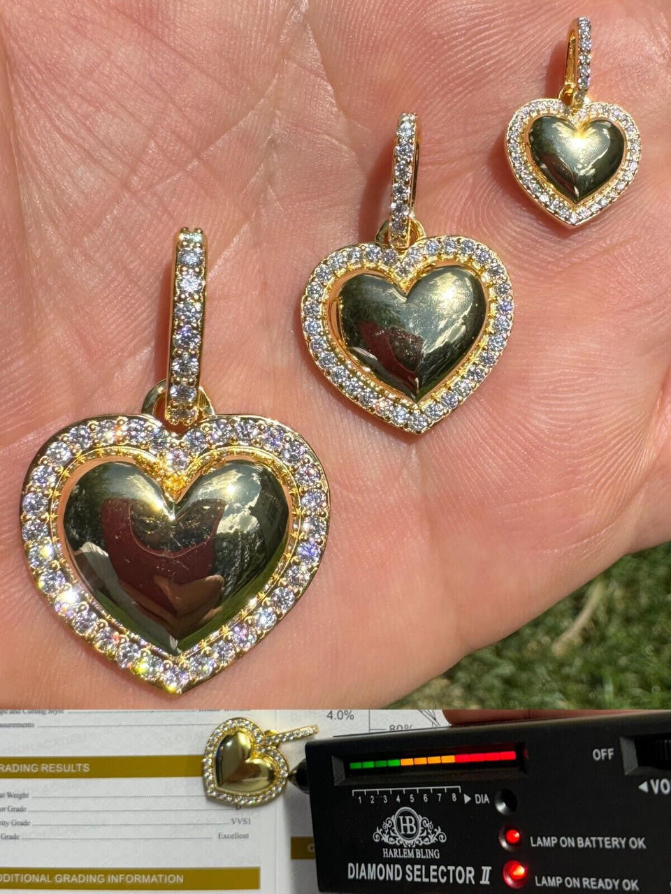 Moissanite 3D Puffed Heart Shaped Pendant | 14k Gold Vermeil 925 Silver