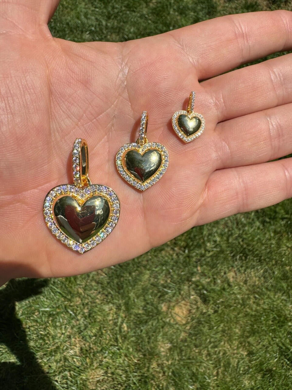 Moissanite 3D Puffed Heart Shaped Pendant | 14k Gold Vermeil 925 Silver