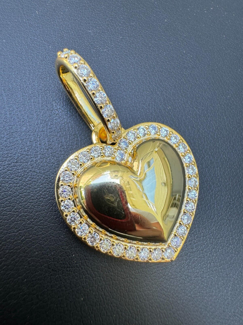 Moissanite 3D Puffed Heart Shaped Pendant | 14k Gold Vermeil 925 Silver