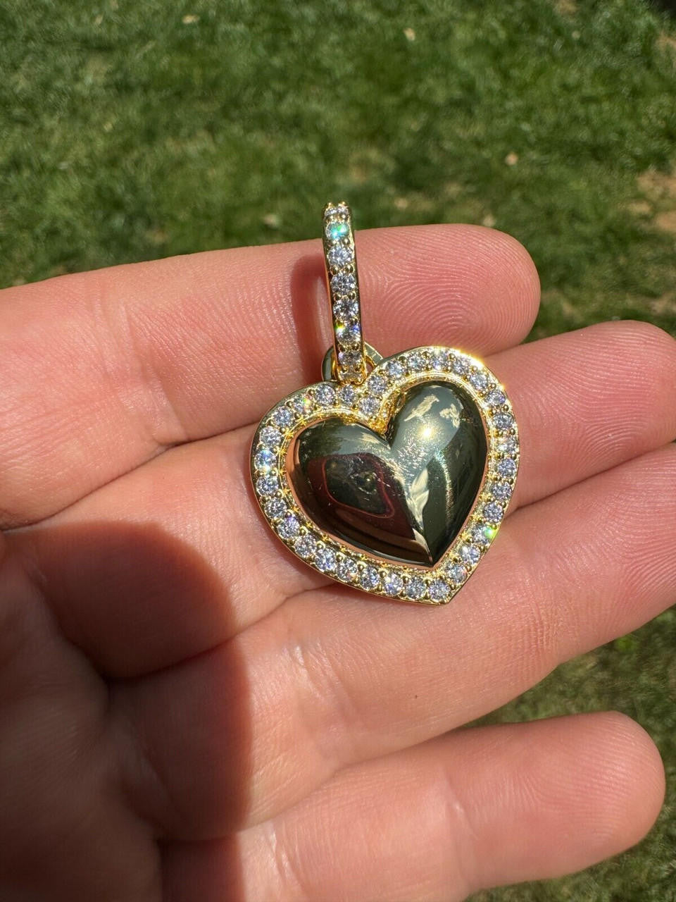 Moissanite 3D Puffed Heart Shaped Pendant | 14k Gold Vermeil 925 Silver