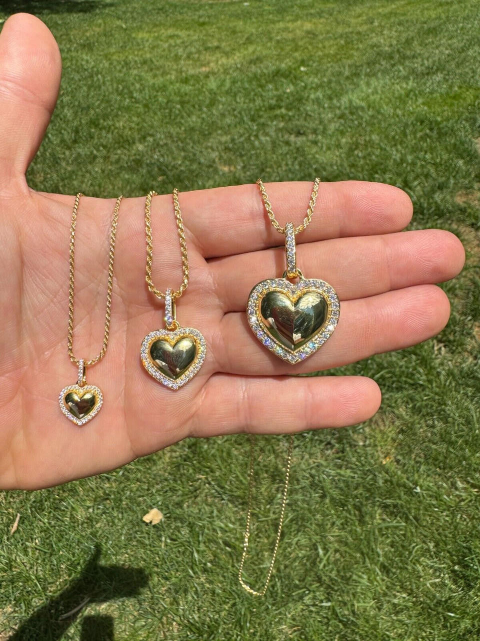 Moissanite 3D Puffed Heart Shaped Pendant | 14k Gold Vermeil 925 Silver