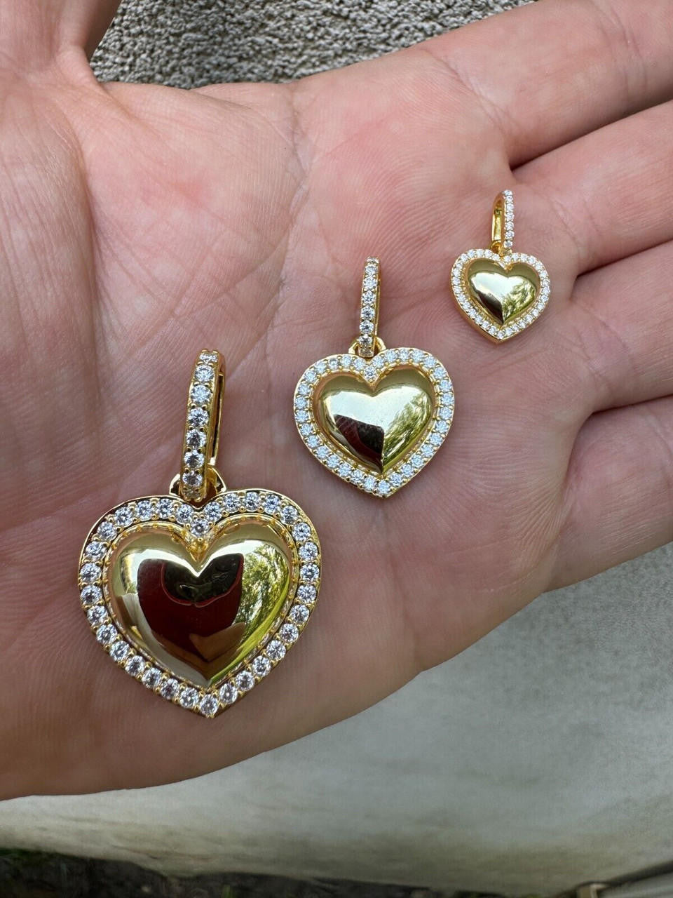 Moissanite 3D Puffed Heart Shaped Pendant | 14k Gold Vermeil 925 Silver