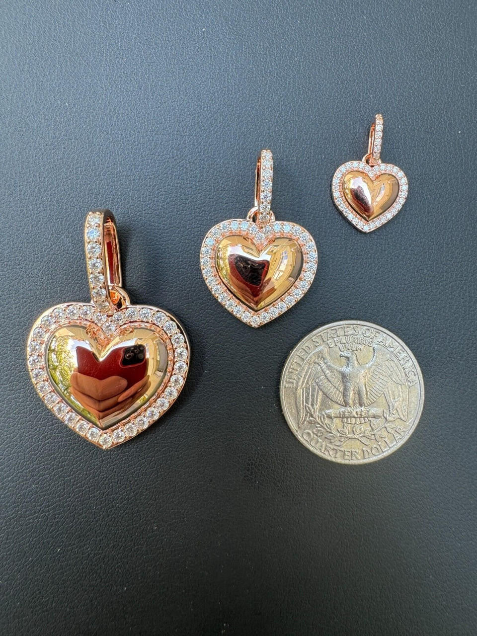 Moissanite 3D Puffed Heart Shaped Pendant | 14k Rose Gold Vermeil 925 Silver