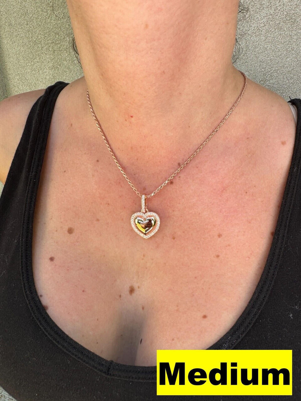 Moissanite 3D Puffed Heart Shaped Pendant | 14k Rose Gold Vermeil 925 Silver