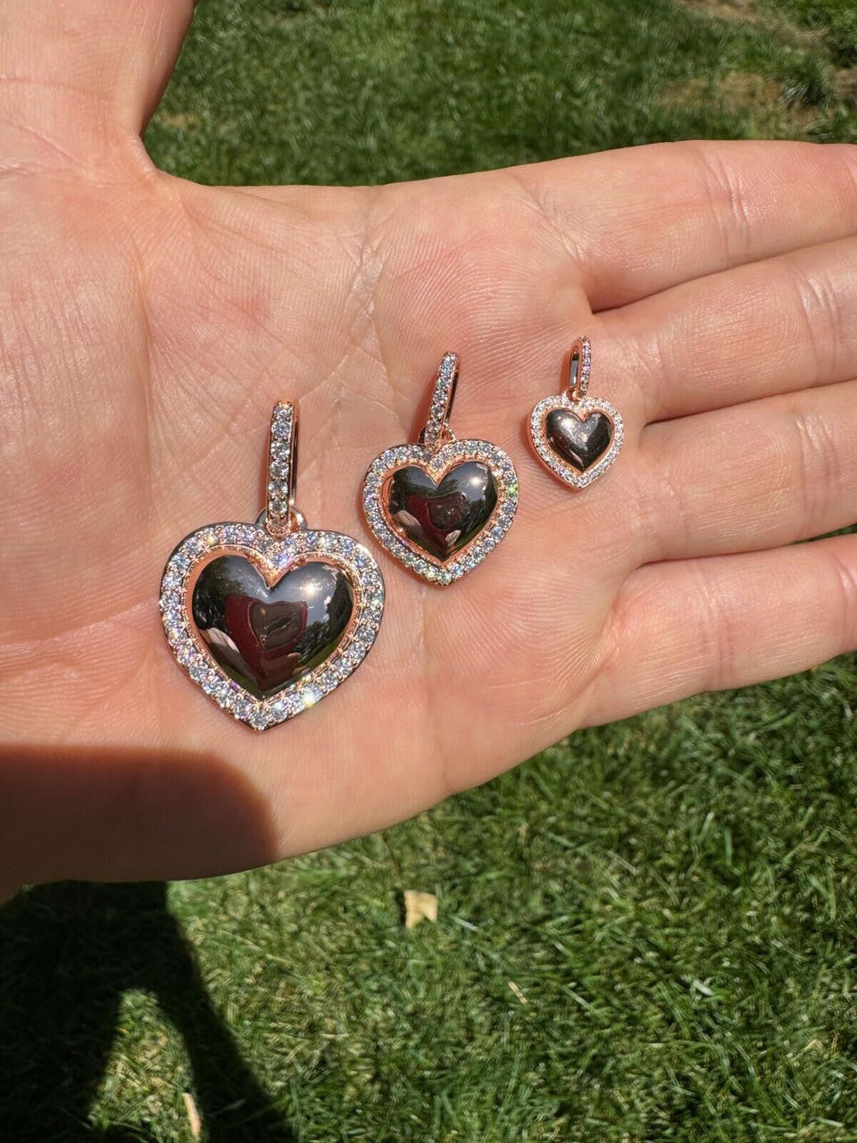 Moissanite 3D Puffed Heart Shaped Pendant | 14k Rose Gold Vermeil 925 Silver