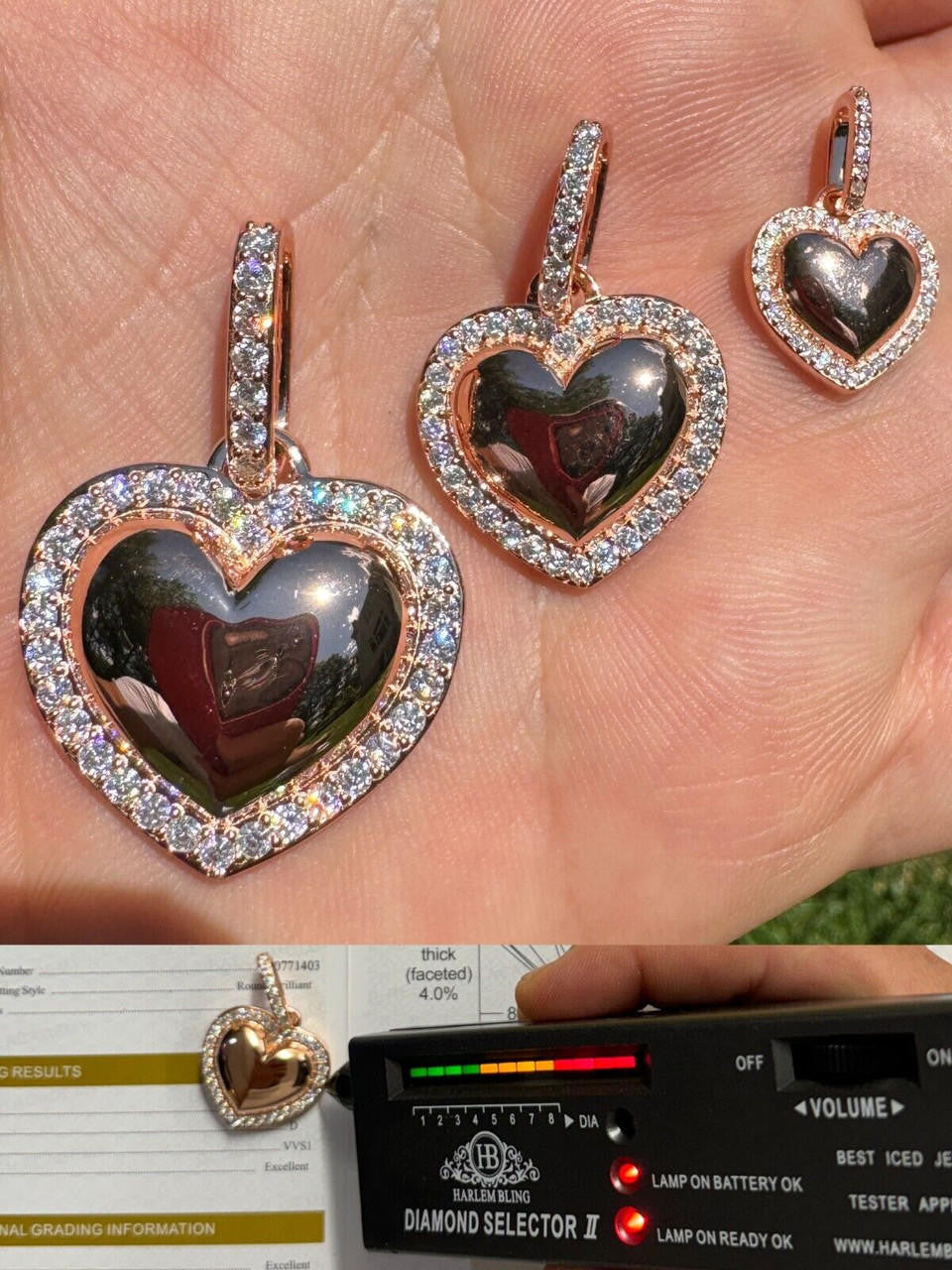 Moissanite 3D Puffed Heart Shaped Pendant | 14k Rose Gold Vermeil 925 Silver