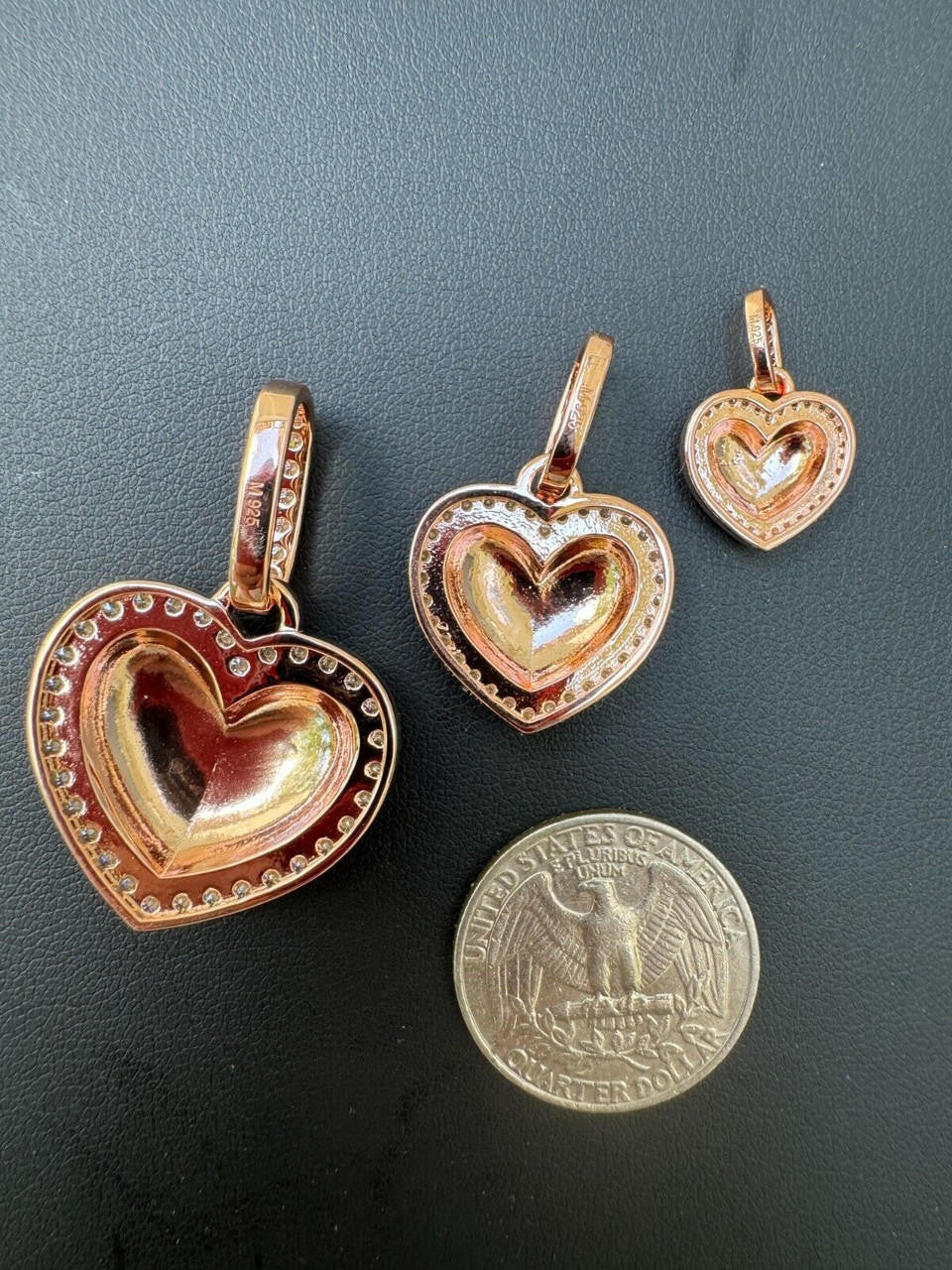 Moissanite 3D Puffed Heart Shaped Pendant | 14k Rose Gold Vermeil 925 Silver