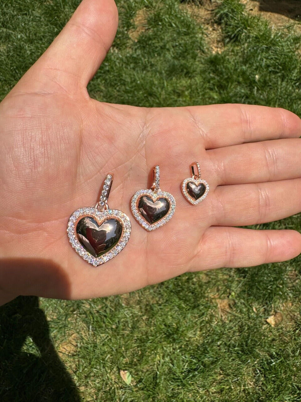 Moissanite 3D Puffed Heart Shaped Pendant | 14k Rose Gold Vermeil 925 Silver