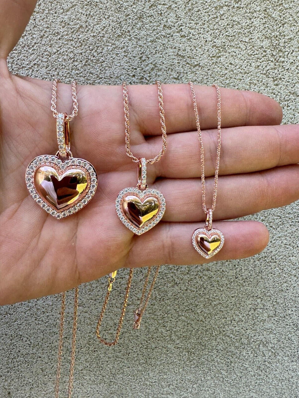 Moissanite 3D Puffed Heart Shaped Pendant | 14k Rose Gold Vermeil 925 Silver