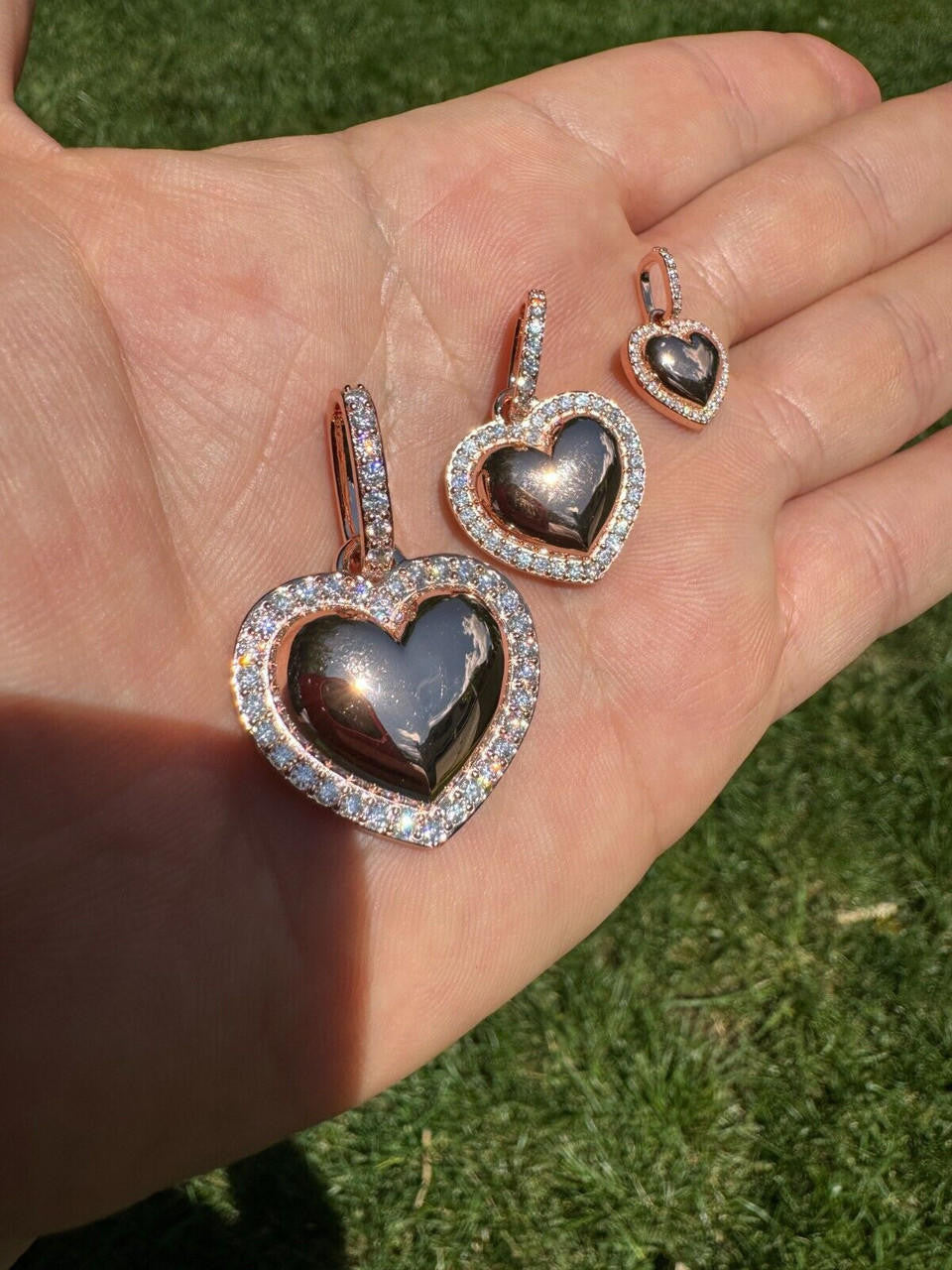 Moissanite 3D Puffed Heart Shaped Pendant | 14k Rose Gold Vermeil 925 Silver