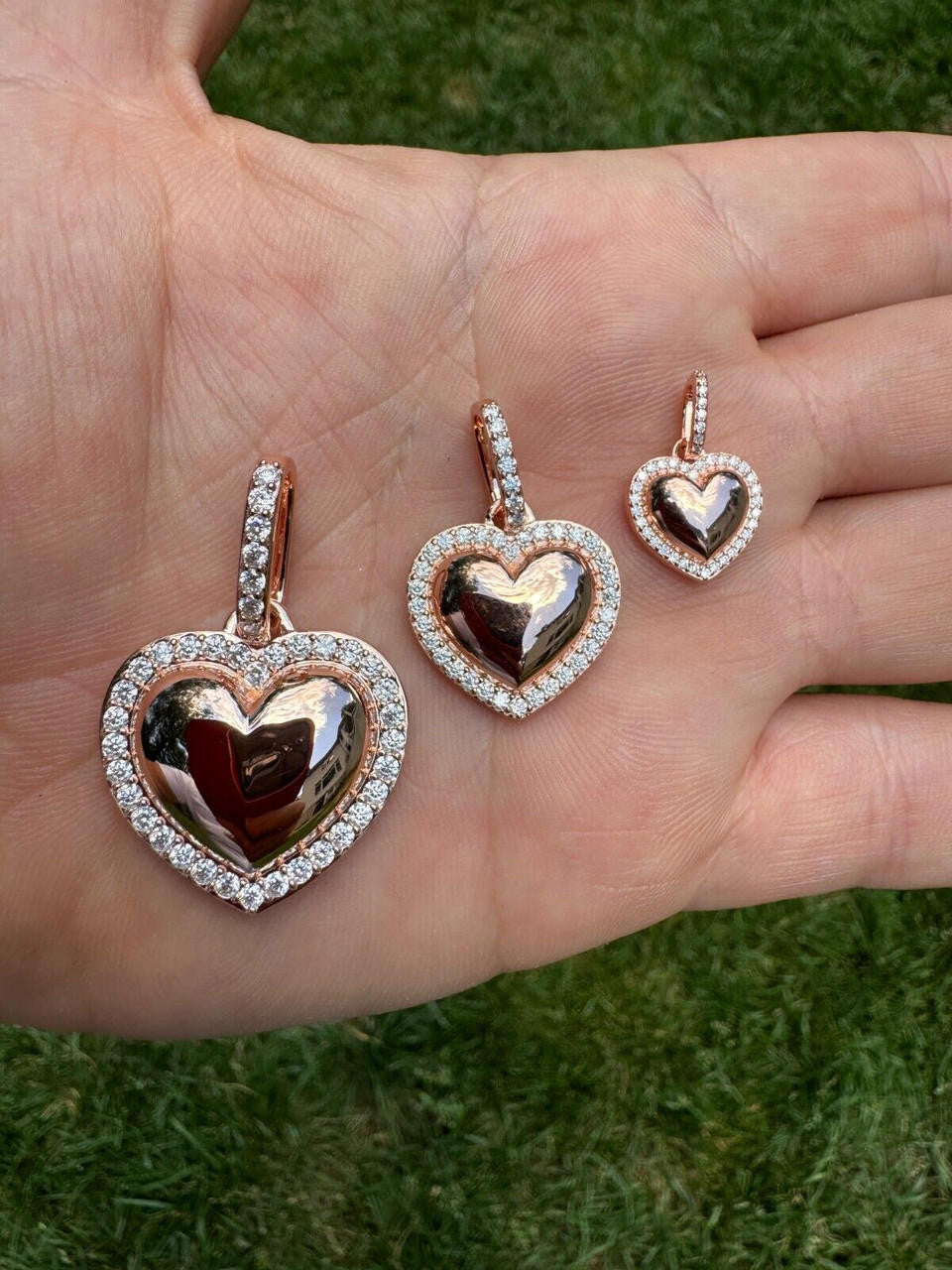 Moissanite 3D Puffed Heart Shaped Pendant | 14k Rose Gold Vermeil 925 Silver