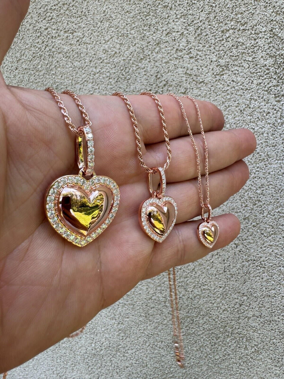 Moissanite 3D Puffed Heart Shaped Pendant | 14k Rose Gold Vermeil 925 Silver