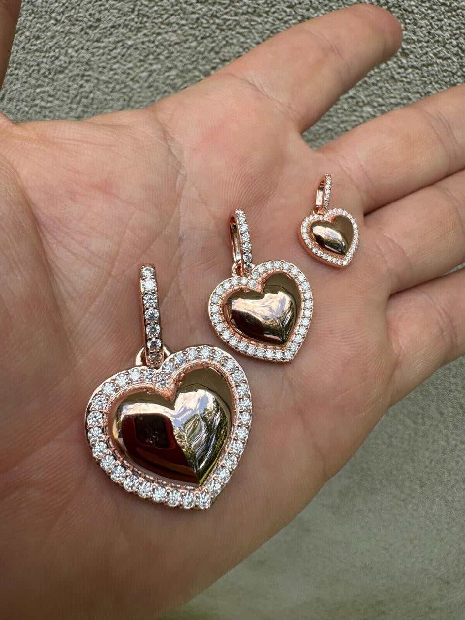 Moissanite 3D Puffed Heart Shaped Pendant | 14k Rose Gold Vermeil 925 Silver