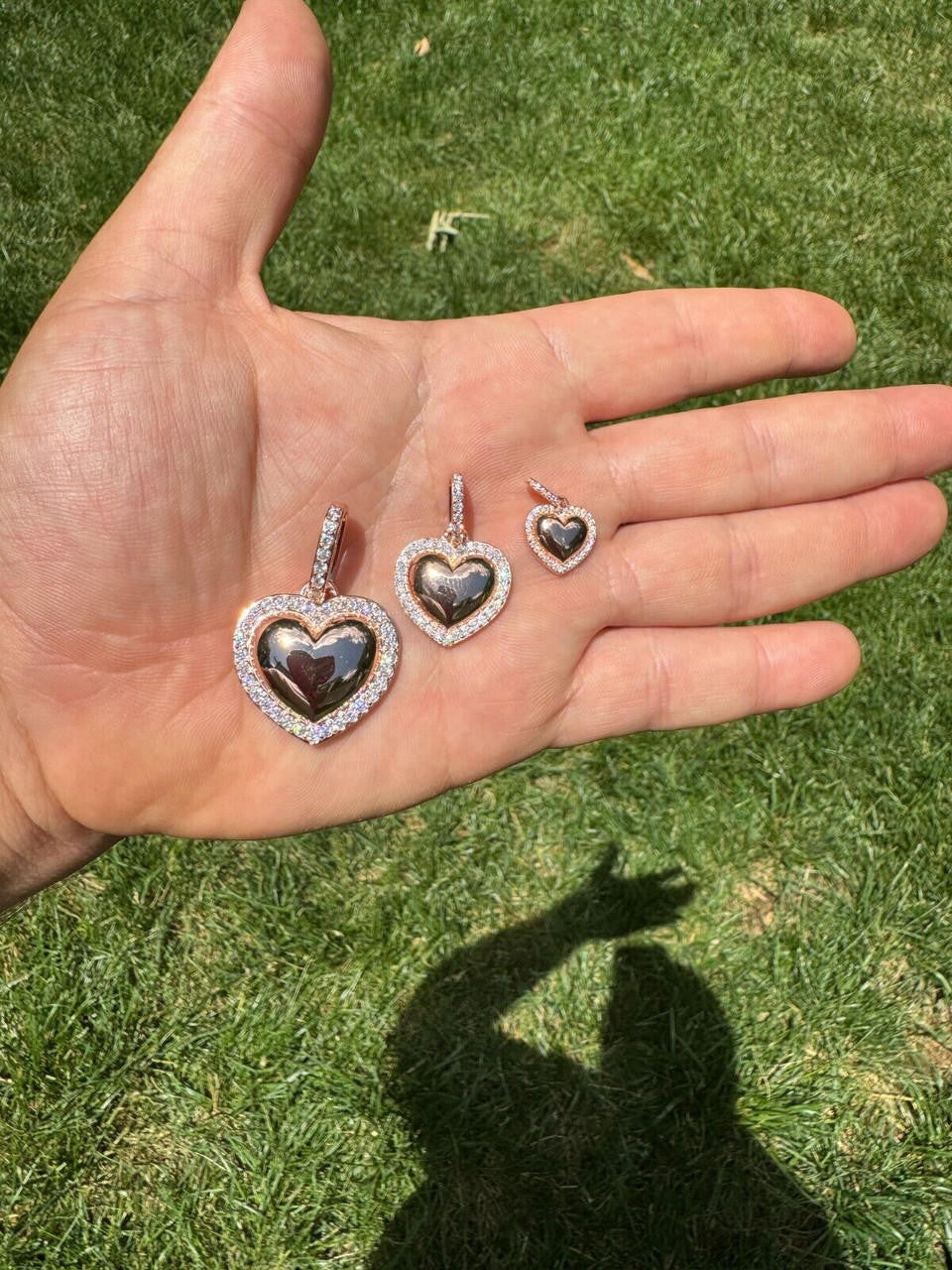 Moissanite 3D Puffed Heart Shaped Pendant | 14k Rose Gold Vermeil 925 Silver