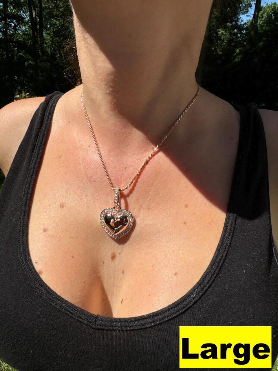 Moissanite 3D Puffed Heart Shaped Pendant | 14k Rose Gold Vermeil 925 Silver
