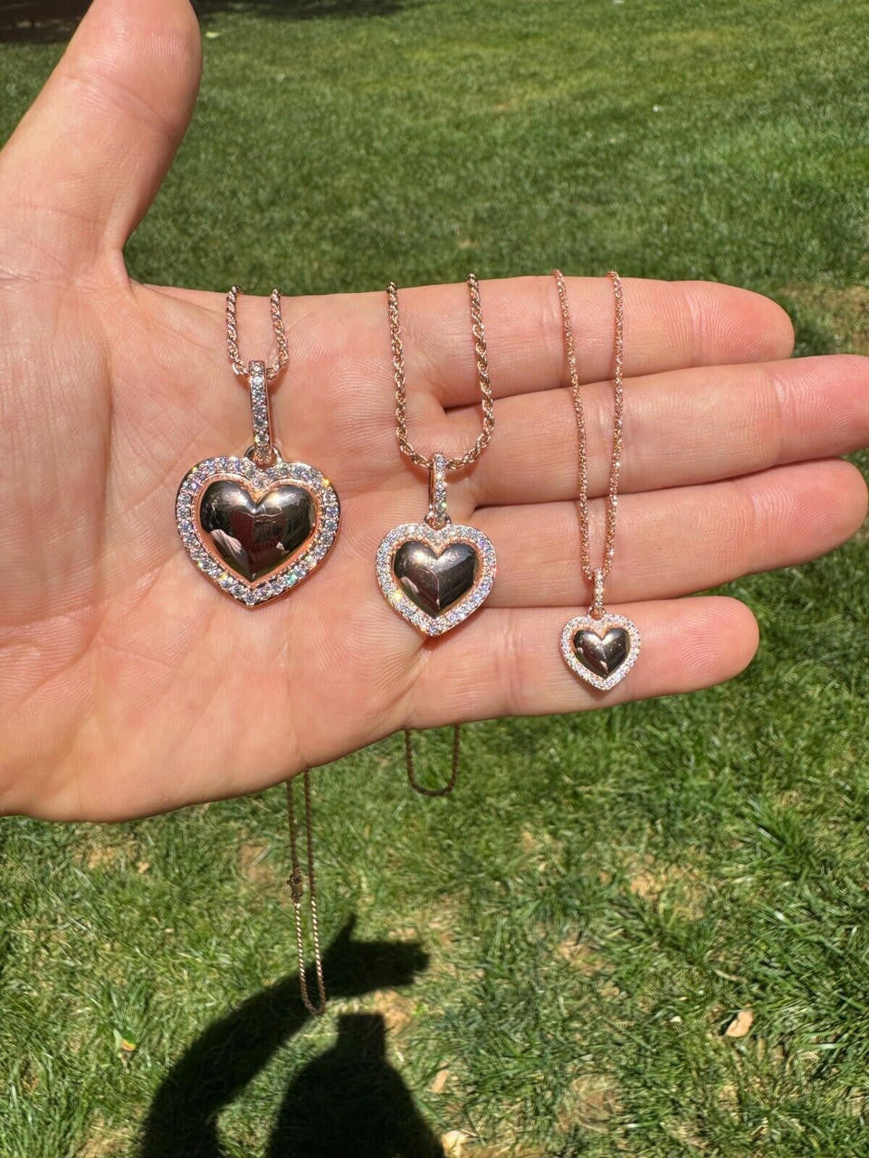 Moissanite 3D Puffed Heart Shaped Pendant | 14k Rose Gold Vermeil 925 Silver