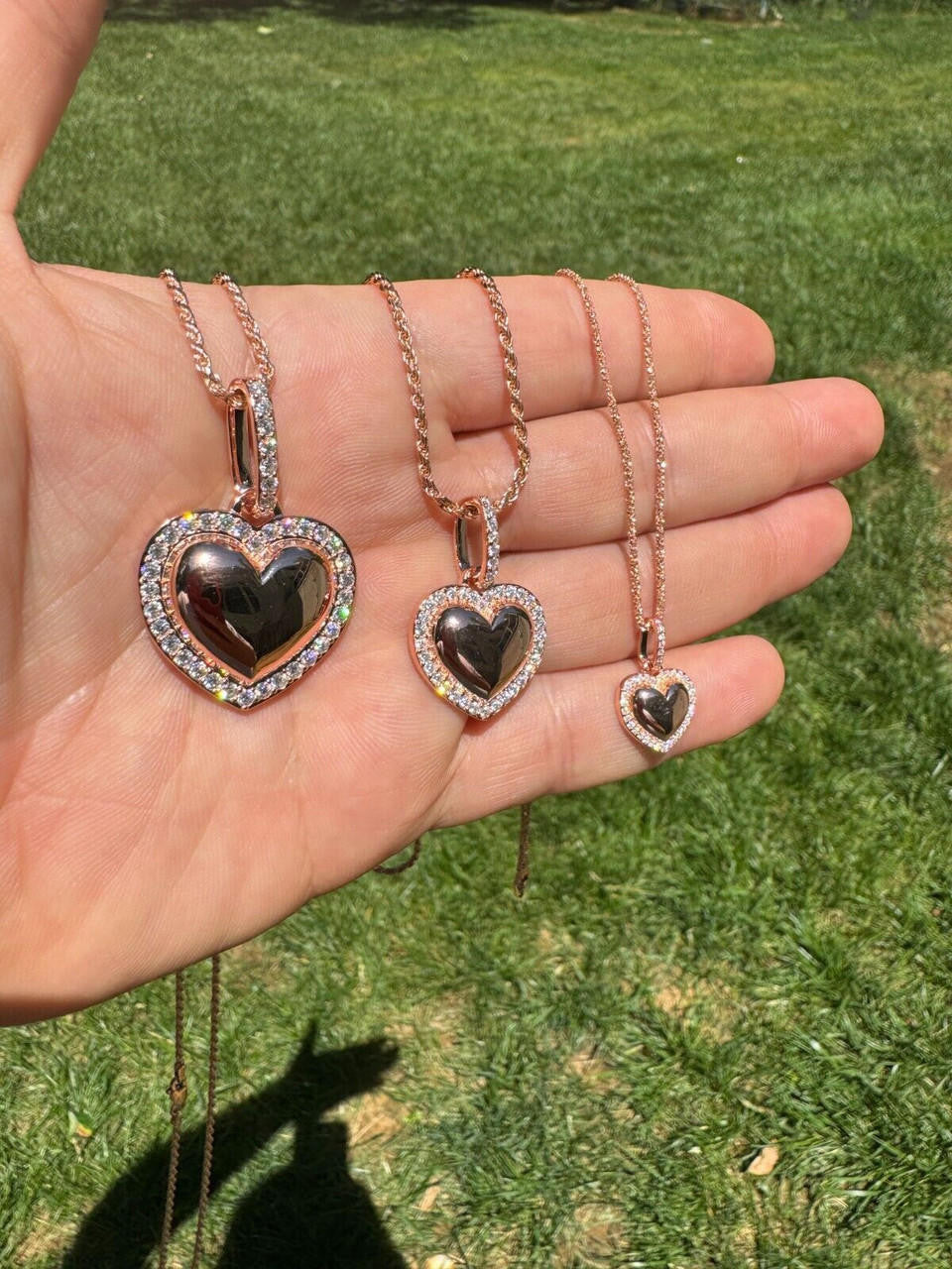 Moissanite 3D Puffed Heart Shaped Pendant | 14k Rose Gold Vermeil 925 Silver