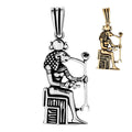Egyptian God Anubis Holding Ankh Pendant | 14k Gold Vermeil Or Oxidized 925 Silver