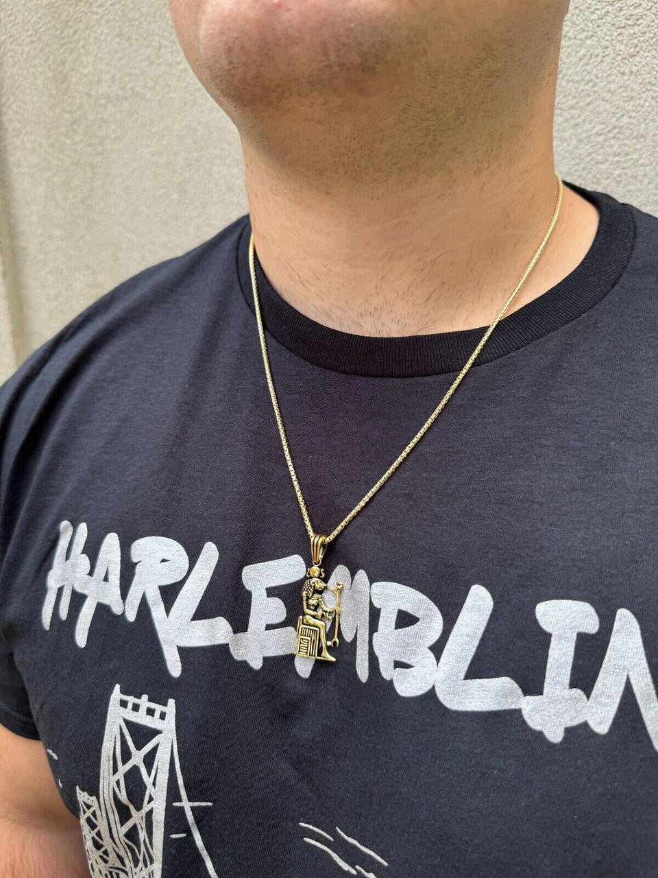 Egyptian God Anubis Holding Ankh Pendant | 14k Gold Vermeil Or Oxidized 925 Silver