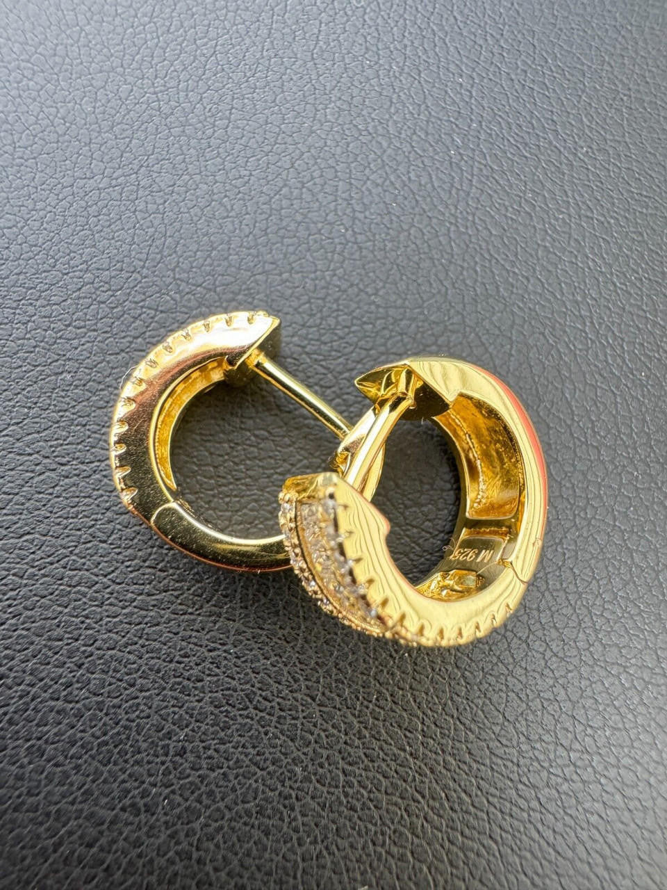 Moissanite Baguette Small Huggie Hoops | 14k Gold Vermeil 925 Silver
