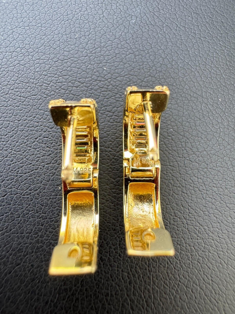 Moissanite Baguette Small Huggie Hoops | 14k Gold Vermeil 925 Silver
