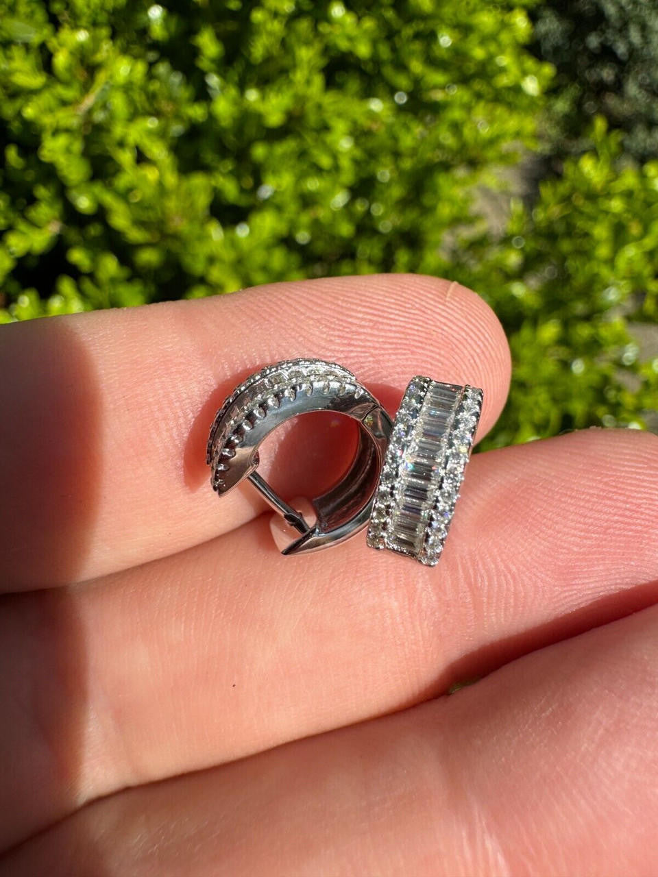 Moissanite Baguette Small Huggie Hoops | 925 Silver