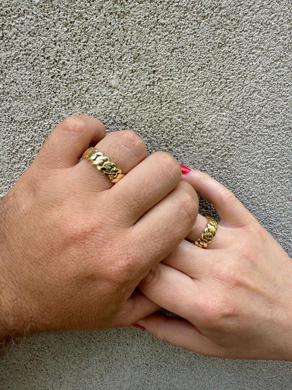 Classic 7.5mm Prong Miami Cuban Eternity Band Ring | 14k Gold Vermeil 925 Silver