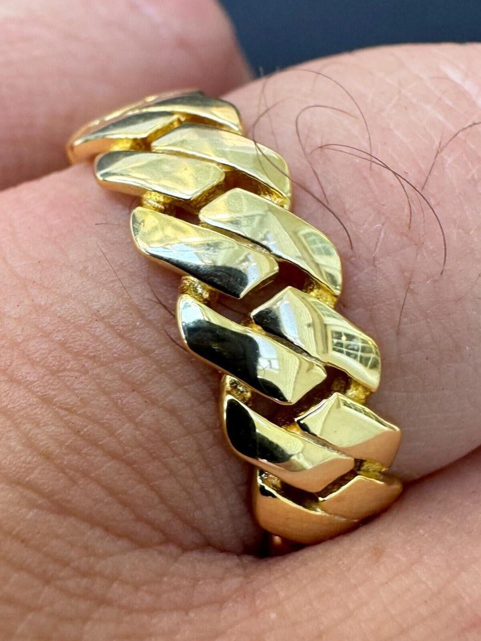 Classic 7.5mm Prong Miami Cuban Eternity Band Ring | 14k Gold Vermeil 925 Silver