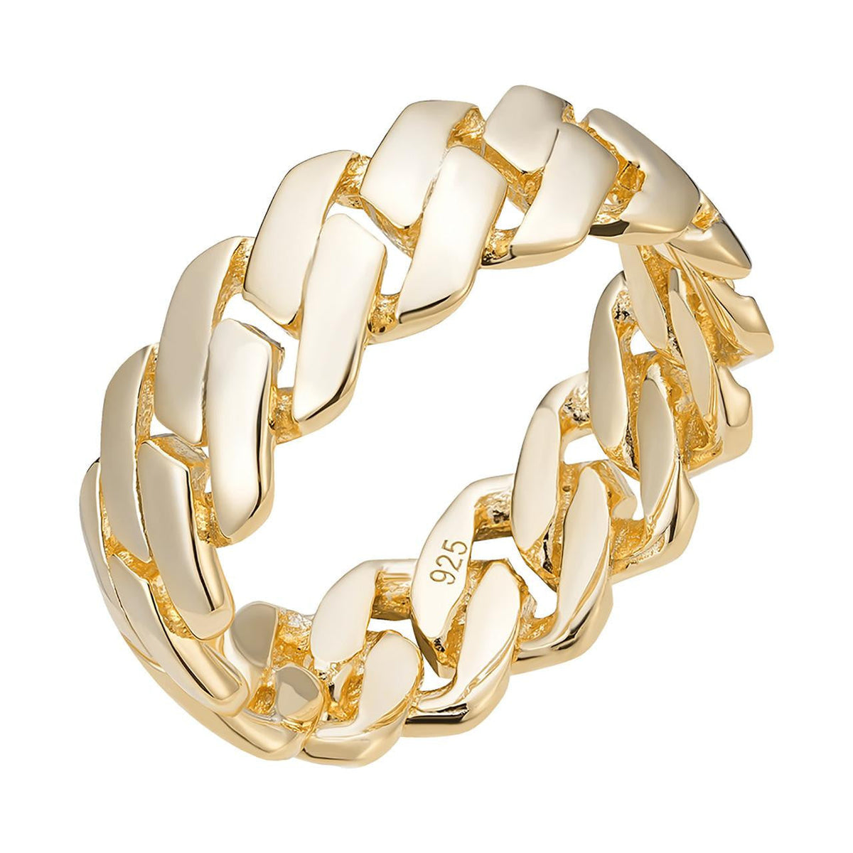 Classic 7.5mm Prong Miami Cuban Eternity Band Ring | 14k Gold Vermeil 925 Silver
