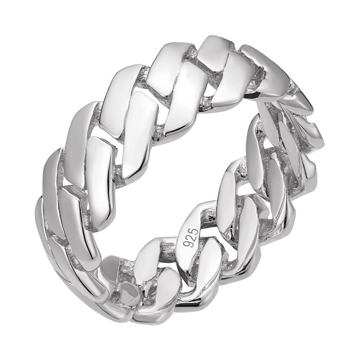Classic 7.5mm Prong Miami Cuban Eternity Band Ring | 925 Silver